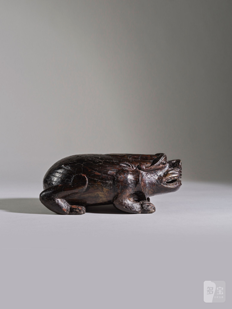 戰國/西漢早期 漆木雕瑞獸 | CHIMÈRE EN BOIS LAQUÉ - 图8